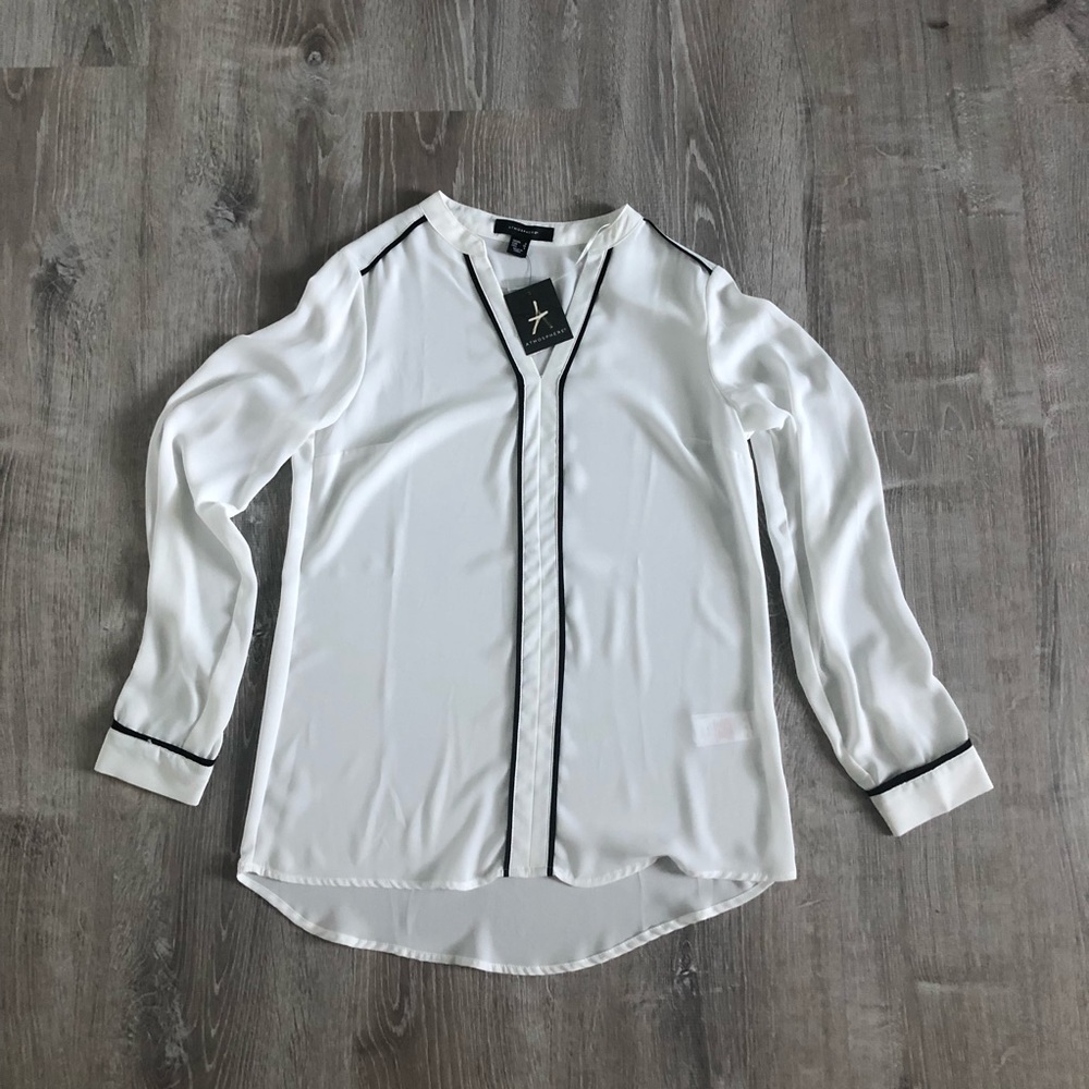 White light weight blouse with black stripes
